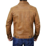 Men's Brown Trucker  Leather Jacket