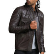 Men's Governor Trucker Dark Brown Leather Jacket