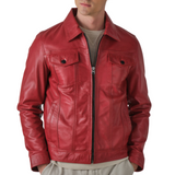 Mens Vintage Real Leather Trucker Jacket Mens