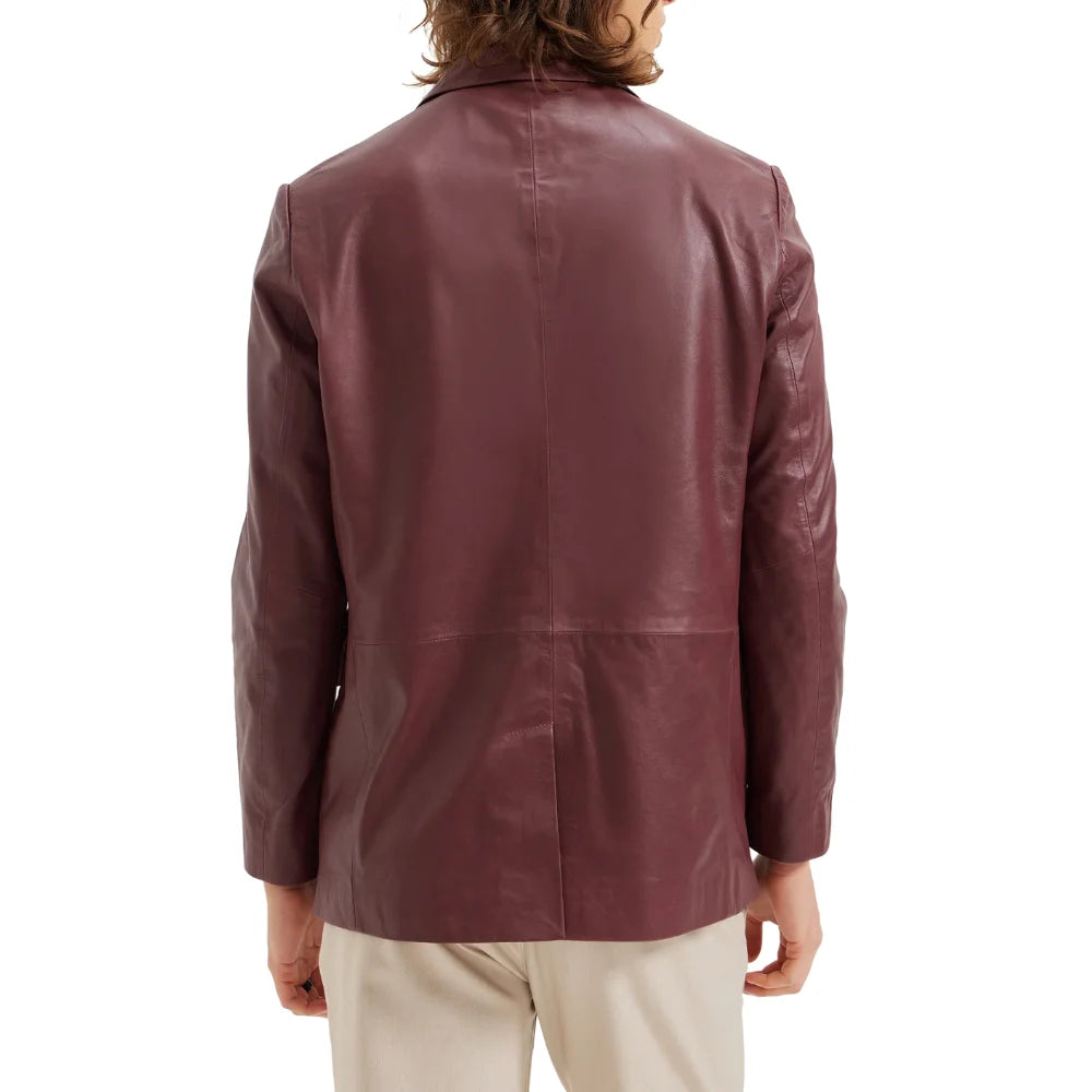 Men's Two Button Real Wine Red Blazer Jacket