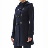 Women’s Wool Blend Navy Blue Hooded Duffle Coat