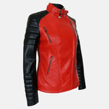 Womens Red And Black Leather Jacket