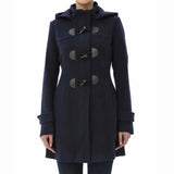 Women’s Wool Blend Navy Blue Hooded Duffle Coat