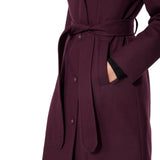 Women’s Burgundy Long Belted Wool Blend Coat