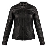 Susan Womens Black Leather Biker Jacket