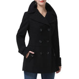 Women’s Classic Black Double Breasted Wool Blend Coat