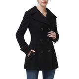 Women’s Classic Black Double Breasted Wool Blend Coat