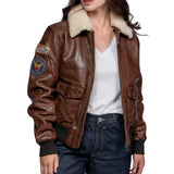 Women’s Shearling Brown USAAF Leather Aviator Jacket