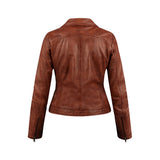 Slim Fit Brown Genuine Leather Jacket Womens