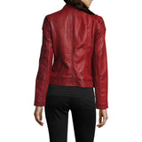 Merlot Apple Red Leather Biker Jacket