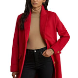 Women's Red Single Breasted Red Wool Blend Coat