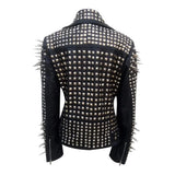 Spikes Studded Black Ladies Brando Leather Jacket