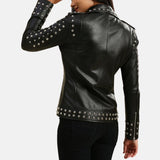 Womens Motorcycle Black Punk Leather Jacket