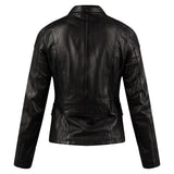 Susan Womens Black Leather Biker Jacket