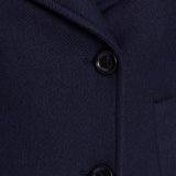Womens Double Breasted Navy Blue Wool Blend Coat