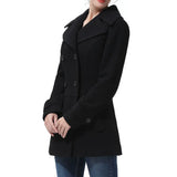 Women’s Classic Black Double Breasted Wool Blend Coat