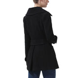 Women’s Classic Black Double Breasted Wool Blend Coat