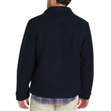 Men's Navy Blue Zip Up Wool Blend Jacket Back View