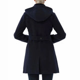 Women’s Wool Blend Navy Blue Hooded Duffle Coat