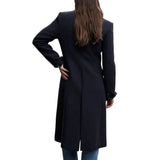 Women’s Navy Blue Long Wool Coat