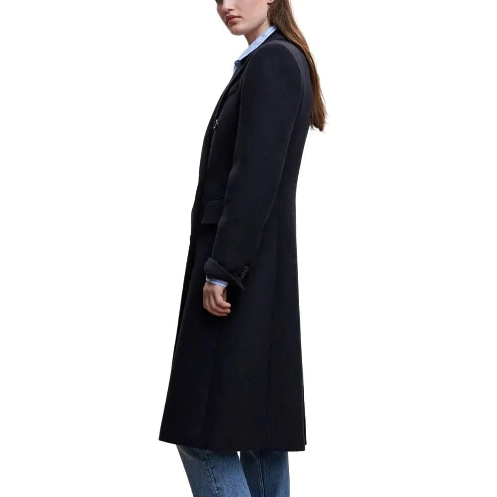 Women’s Navy Blue Long Wool Coat